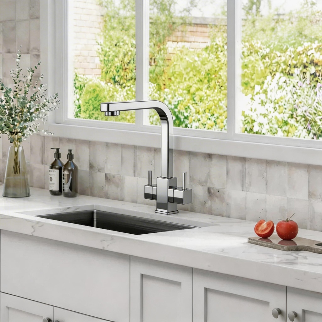 Virtuves jaucējkrāns mod. A-101-CHROME (HOT-COLD-RO)