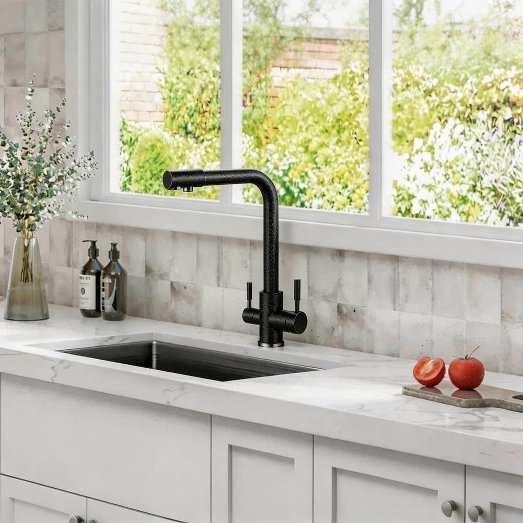 Jaucējkrāns A-103-BLACK STONE ar trīsceļu funkciju un dzeramā ūdens iespēju