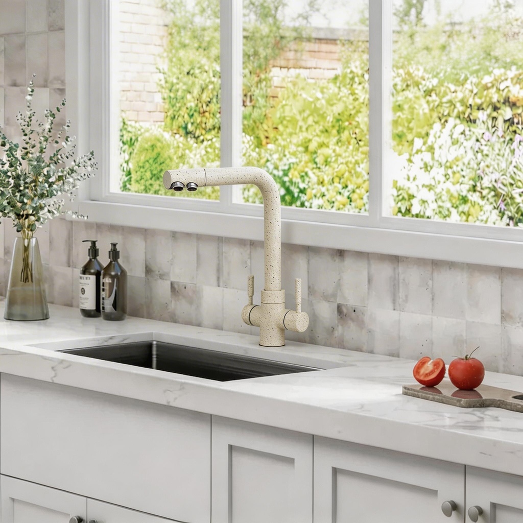 Jaucējkrāns A-103-GREY STONE ar trīsceļu funkciju un dzeramā ūdens iespēju