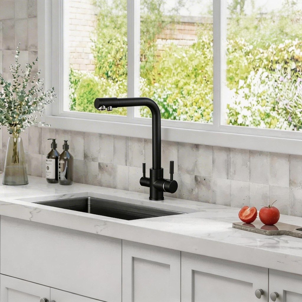 Jaucējkrāns A-103-BLACK FLASH ar trīsceļu funkciju un dzeramā ūdens iespēju