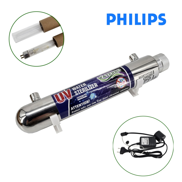 UV sterilizators WATERRO UV11W=11W*1 PHILIPS, maksimālā plūsma 0,23t/h, 1/4''